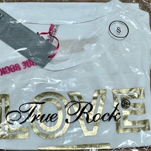 TRUE ROCK White and Gold Love 5 T-Shirt